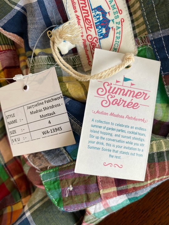 Kiel James Patrick Summer Soirée Madras Patchwork Belted Shirt Dress 100% Cotton - Picture 11 of 11